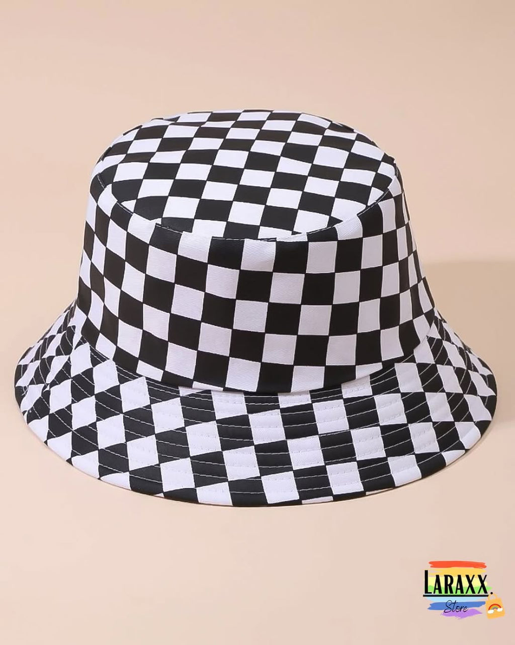 Sombrero reversible 2 en 1 estampado de cuadros