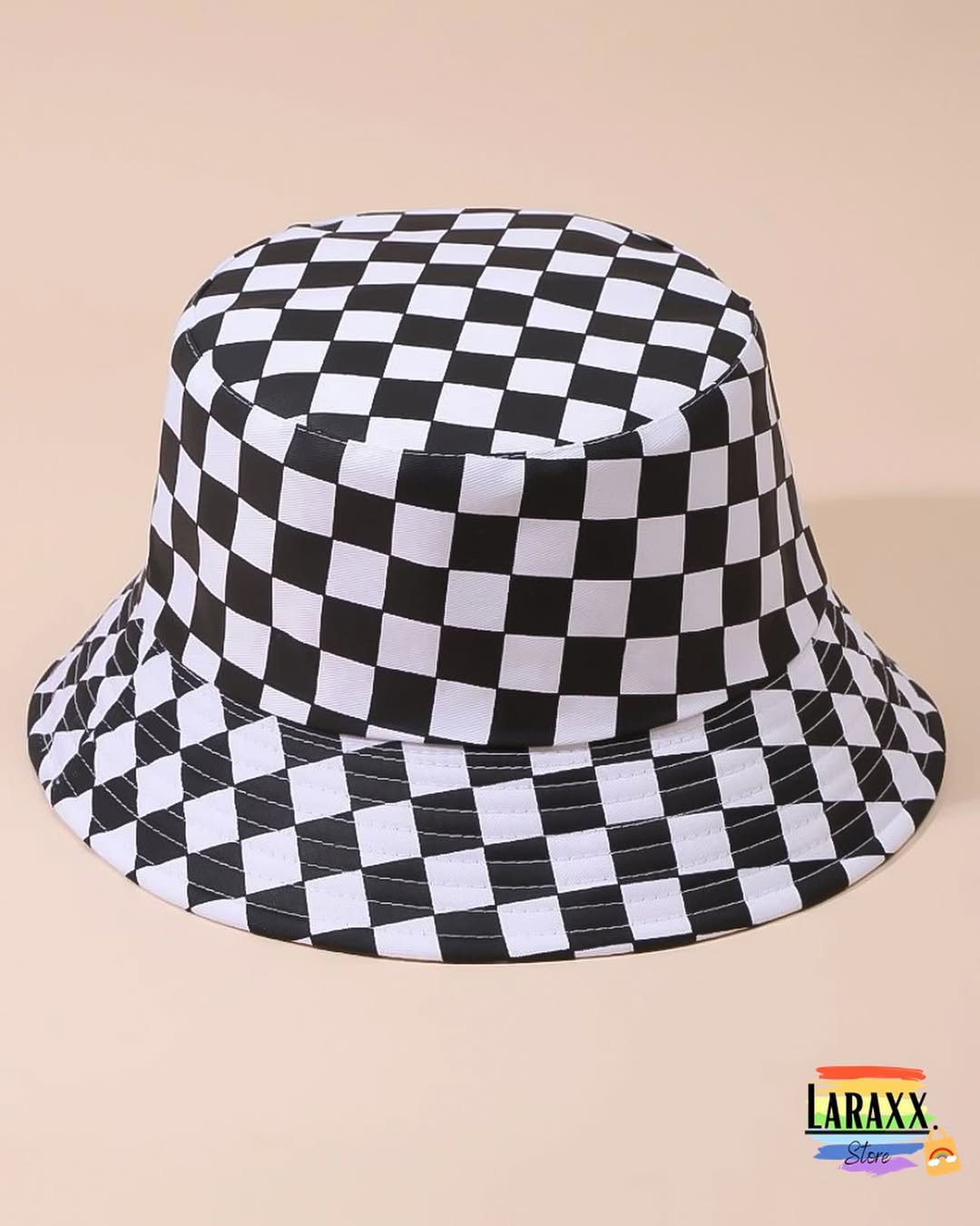 Sombrero reversible 2 en 1 estampado de cuadros