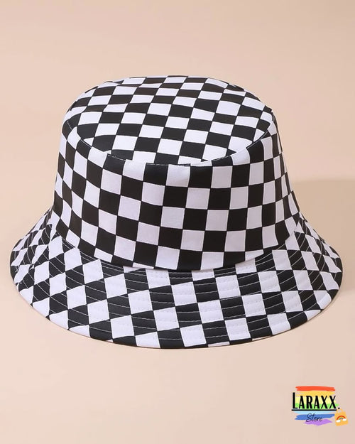 Sombrero reversible 2 en 1 estampado de cuadros