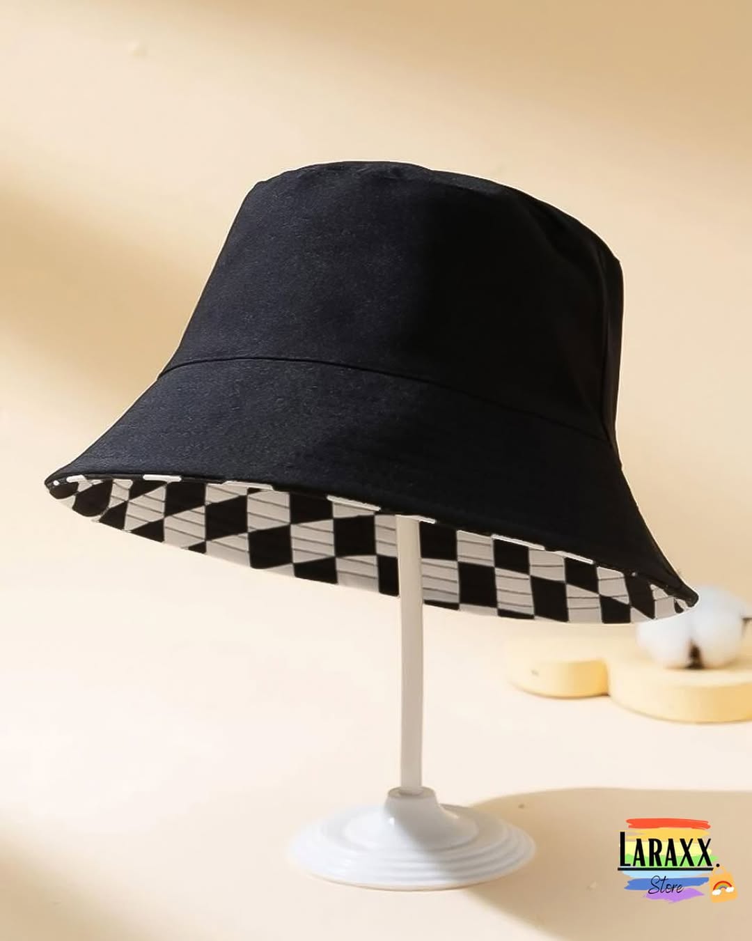 Sombrero reversible 2 en 1 estampado de cuadros