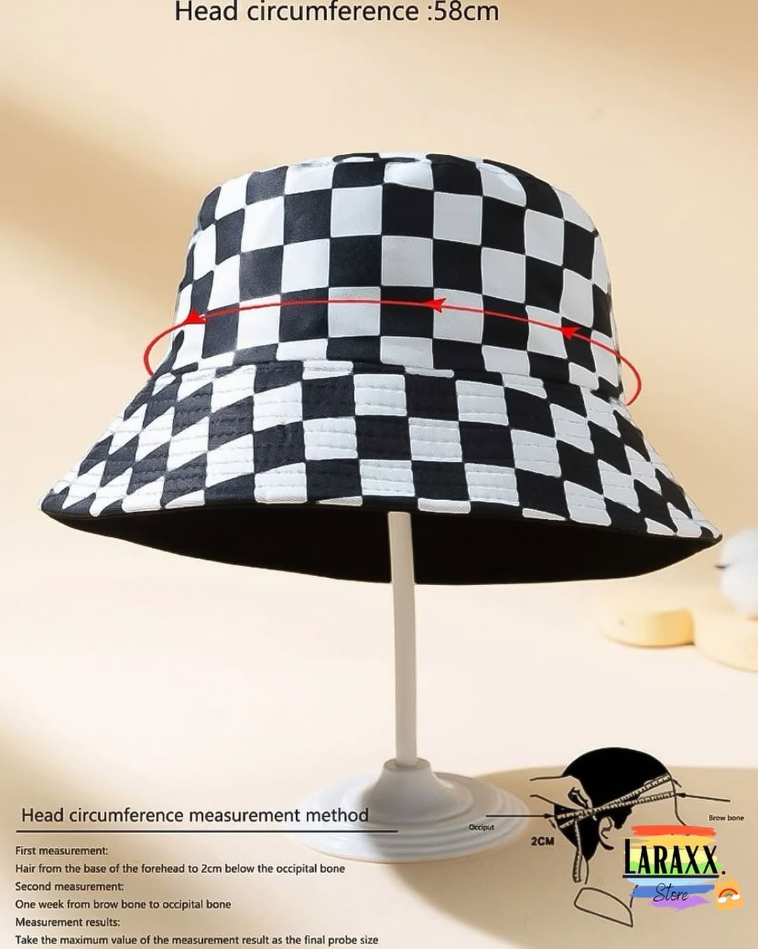 Sombrero reversible 2 en 1 estampado de cuadros